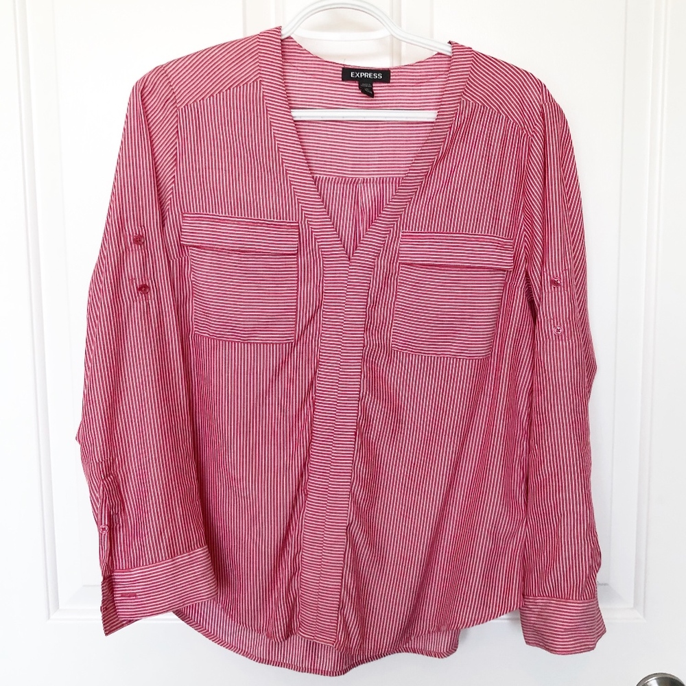Red striped blouse || Express